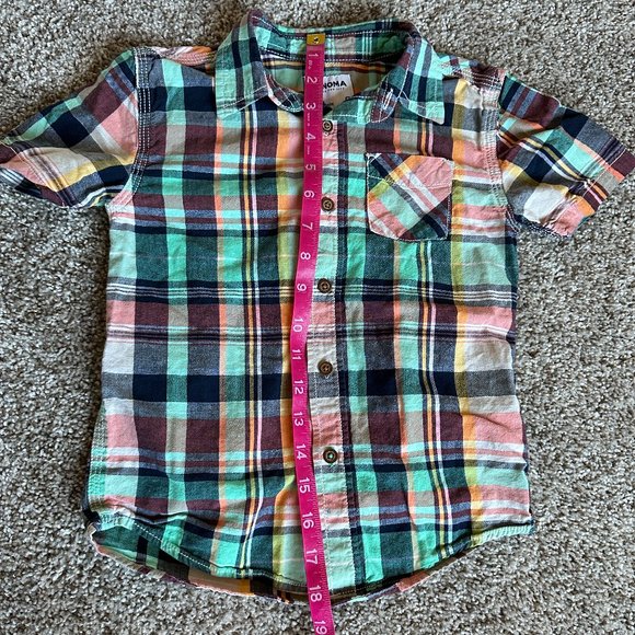 🧡 3/$15 - Sonoma plaid short sleeve button up size 6 - Picture 4 of 7